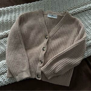 H&M Girls Cozy Tan Knit Cardigan Sweater